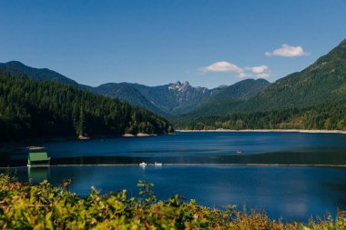 Capilano Nehri ve aslanlar gün batımında 