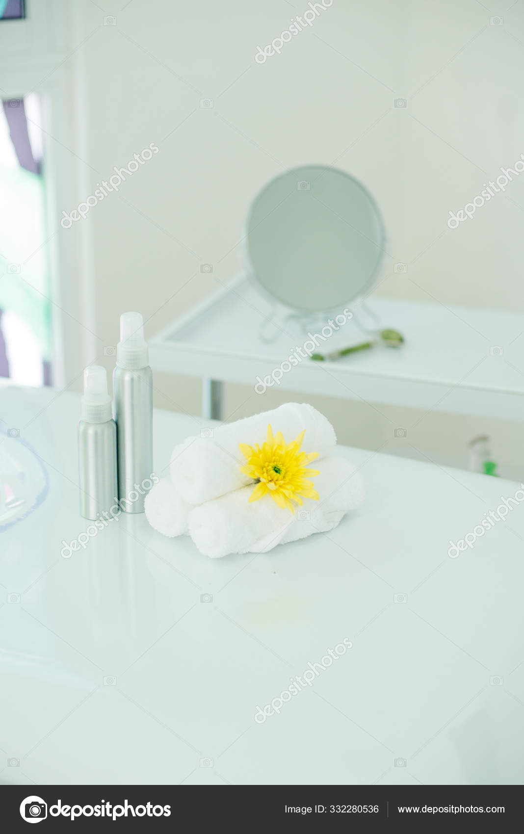 Massage Room In Spa Saloon White Massage Table Stock