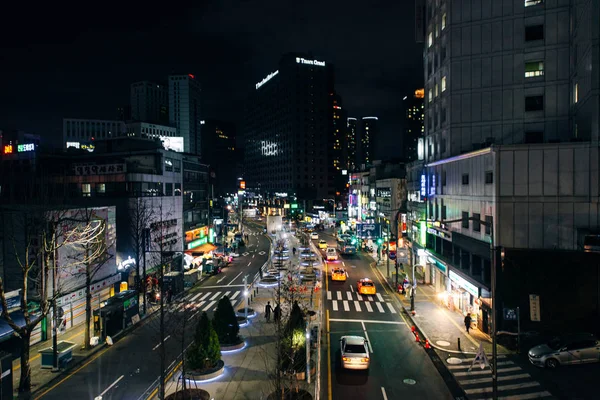 韩国南部，首尔，2019年3月，从山上俯瞰首尔全景夜景 — 图库照片