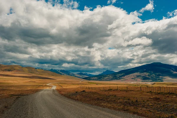 beautiful road in the field between the borders of chile and argentina