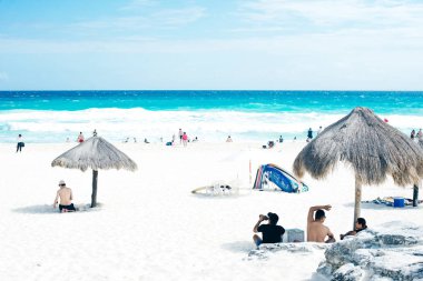 Cancun, Meksika - Ocak 2020 Güzel Plaj - Playa Delfines