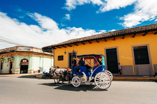 Granada, Nikaragua - Kasım 2019 Renkli Evlerin Panoraması 