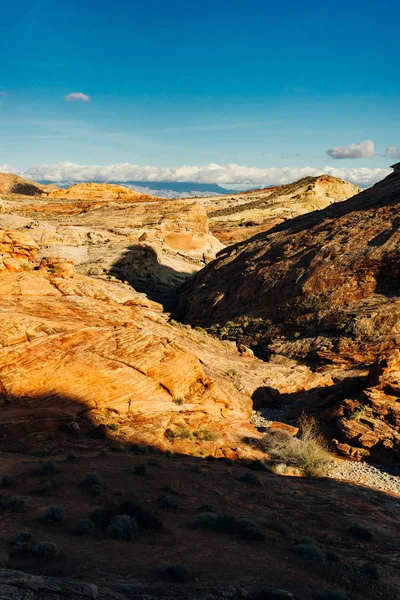 Panorámás kilátás Fire Canyon Silica Dome in Valley of Fire State Park, Nevada Amerikai Egyesült Államok — Stock Fotó