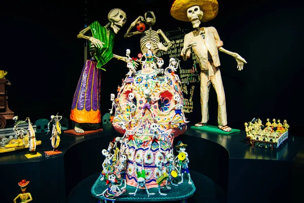 Mexico City - December 2019 skeletons in Popular Art Museum, Mexico — Stock Photo, Image