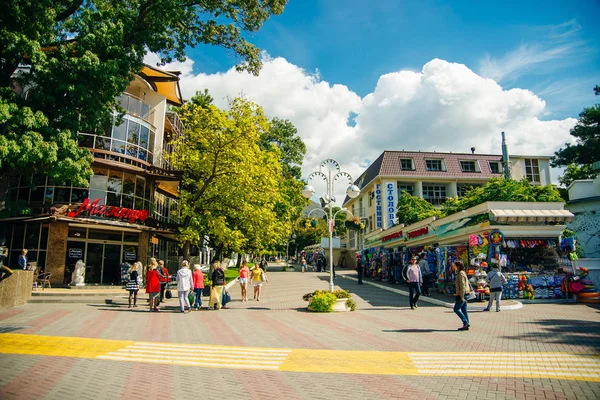 Praia Vista Panorâmica Costa Mar Negro Gelendzhik Resort Rússia — Fotografia de Stock