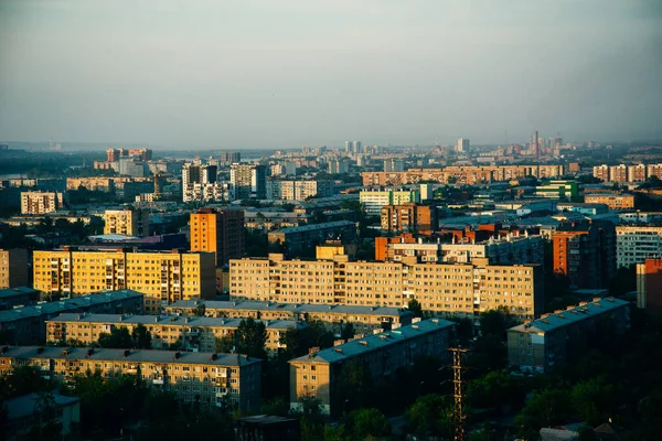 Vista Panoramica Krasnoyarsk Dalle Montagne Circostanti Sera — Foto Stock