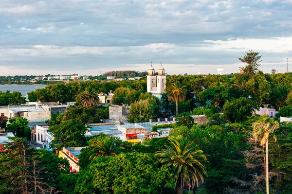 Campanarios Basílica Del Santísimo Sacramento Colonia Del Sacramento Uruguay Una — Foto de Stock