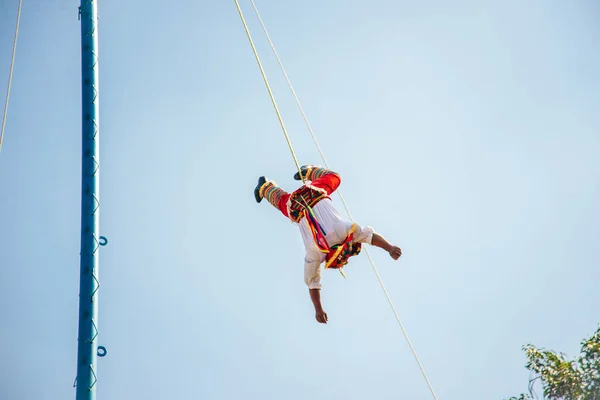 Riviera Maya México Diciembre 2019 Rendimiento Los Voladores Volantes Suben —  Fotos de Stock