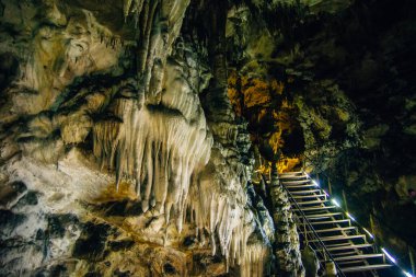 Inside Azishskaya Cave not far from the Lago-Naki plateau, Adygeya, Russia. clipart