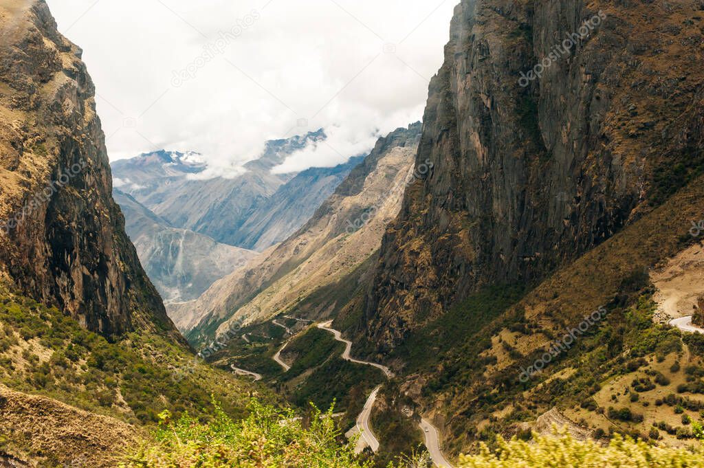 Landscape of Urubamba Valley at Machu Picchu Remains.