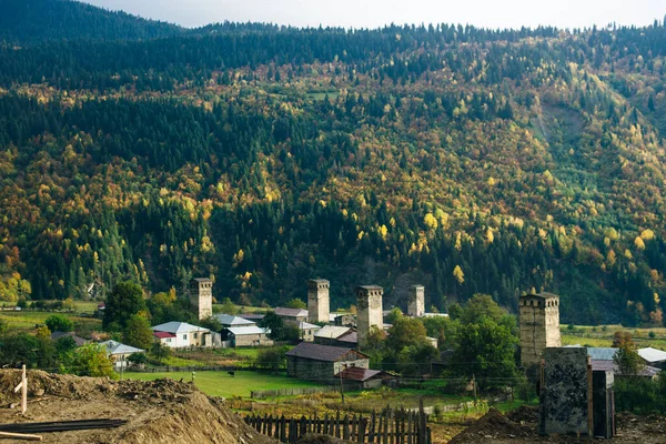 Ωραία Θέα Στο Mestia Πρωτεύουσα Της Περιοχής Svaneti Γεωργία — Φωτογραφία Αρχείου