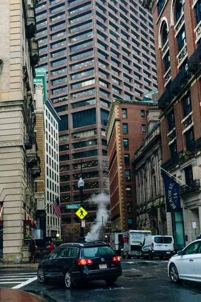 ボストン マサチューセッツ州 アメリカ 2019年9月曇りの日に都市のスカイライン — ストック写真