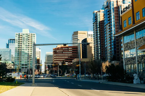 Blick Auf Die Innenstadt Von Calgary Der Centre Street Mit — Stockfoto