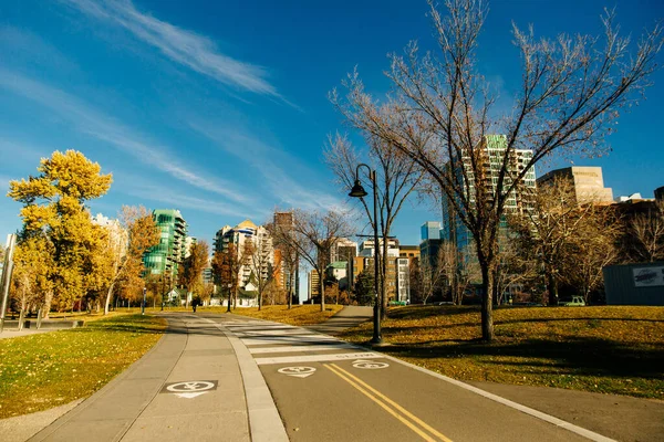 Blick Auf Die Innenstadt Von Calgary Der Centre Street Mit — Stockfoto