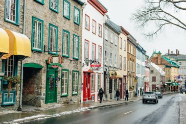 QUEBEC ŞEHRİ, CANADA - DEC, 2019 Quebec şehrinin antik mimarisi