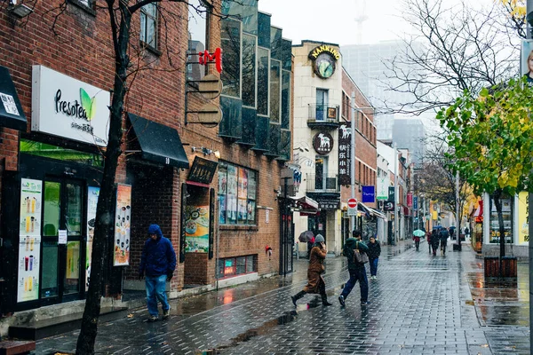 City Street View Downtown Montreal Quebec Канада Dec 2019 — стоковое фото