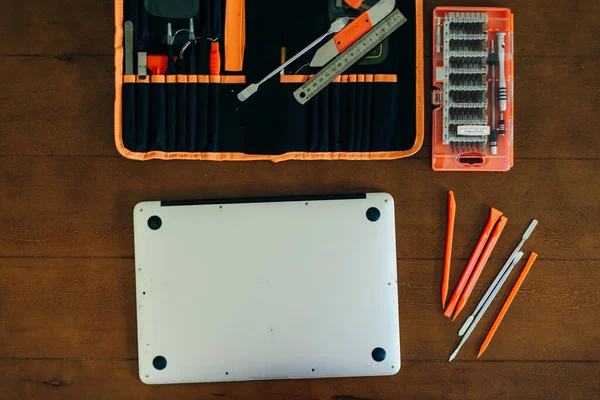 Laptop Motherboard Reparatur Defekter Notebooks Elektronische Werkstatt Technische Erneuerung — Stockfoto
