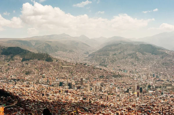 Ciudad Paz Montaña Illimani Atardecer Bolivia —  Fotos de Stock