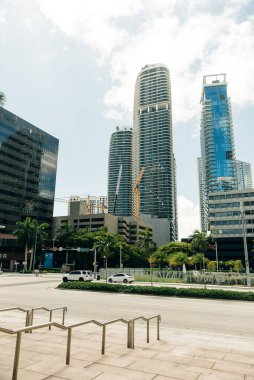 MIAMI, ABD - 31 Mart 2020 Miami şehir merkezinin boş sokakları