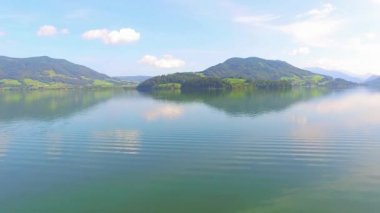 Havadan görünümü, panorama üst Mondsee, Avusturya, Avusturya, 