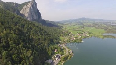 Havadan görünümü, panorama üst Mondsee, Avusturya, Avusturya, 