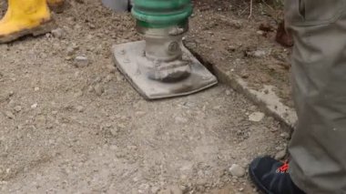 Arbeiter, baustelle, maschine, Bauarbeiter, straenbau, straenarbeiten, mnner, tiefbau, strae, rttler, stampfer 