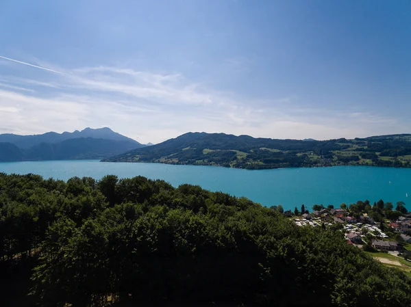 Vista AERIAL do lago Attersee, Attersee, Alta Áustria, Áustria — Fotografia de Stock