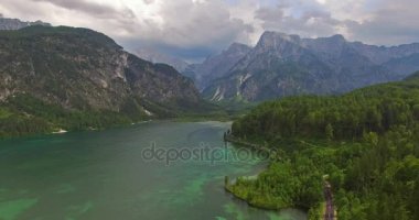 Havadan görünümü, Almsee Panoraması, bir dağ gölü Salzkammergut, Avusturya