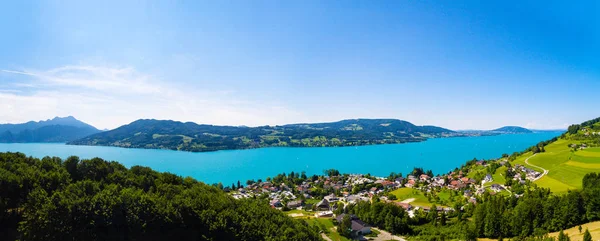 AERIAL view of Attersee lake,  Attersee, Upper Austria, Austria Royalty Free Stock Photos
