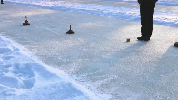 Curling in the alps off Austria. Winter Sport. — Stock Video