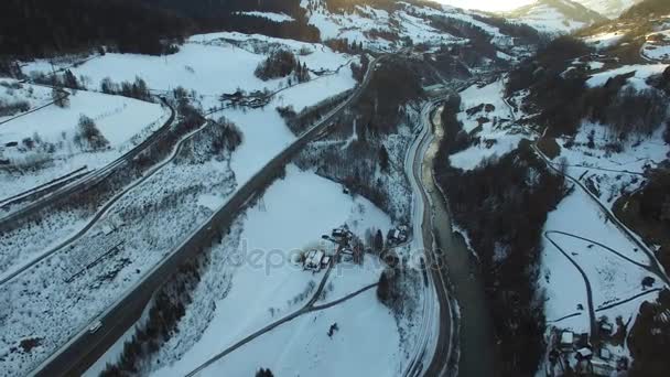 Alps Aerial View Winter Austria Mountains — Stock Video