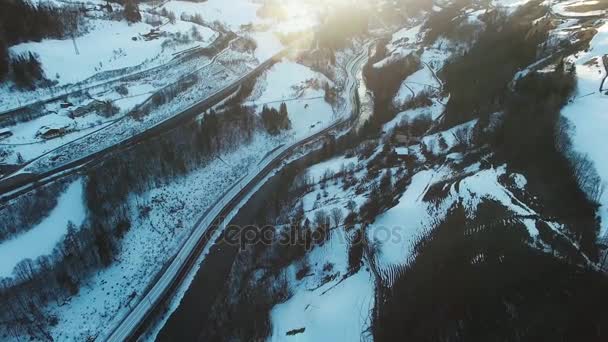 Alpi Vista Aerea Inverno Austria Montagne — Video Stock