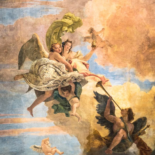 Detail van de fresco "de triomf van deugd en intelligentie op — Stockfoto