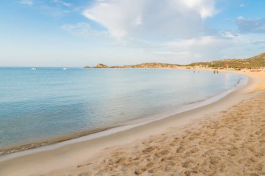 Deniz ve bozulmamış plajlar, Chia, Sardunya, İtalya.