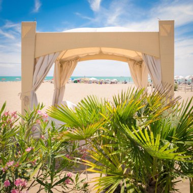 Sahilde gazebo tropikal Bahçe.