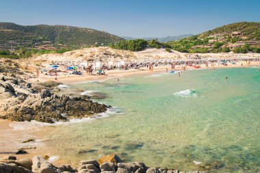 Panorama Chia Coast, Sardunya, İtalya.