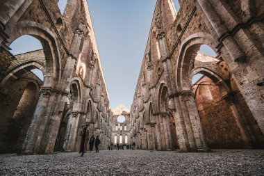 San Galgano, İtalya'nın manastır manastır kalıntıları.