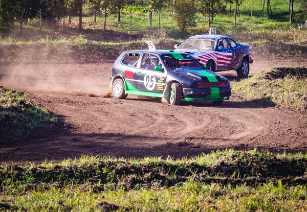 Cars during a "stock car cross" free demostration. — Stock Photo, Image