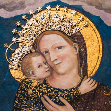 Virgin Mary with baby Jesus in the Basilica of Saint Anthony in  clipart