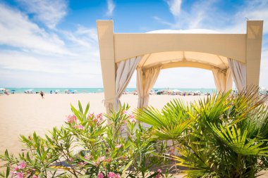 Sahilde gazebo tropikal Bahçe.