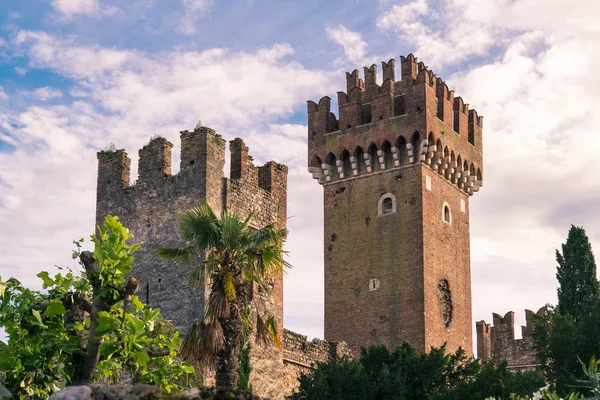 Dettaglio delle torri di un castello medievale . — Foto Stock