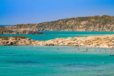 Panorama Chia Coast, Sardunya, İtalya.