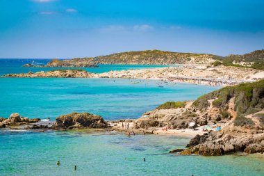 Panorama Chia Coast, Sardunya, İtalya.