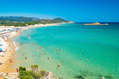 Panorama Chia Coast, Sardunya, İtalya.