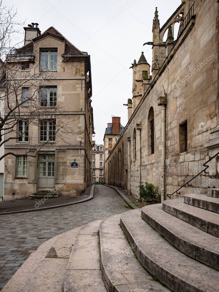 Characteristic alley of the Latin district in Paris.