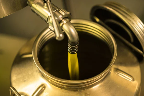 Procesamiento del aceite de oliva en una granja moderna . — Foto de Stock
