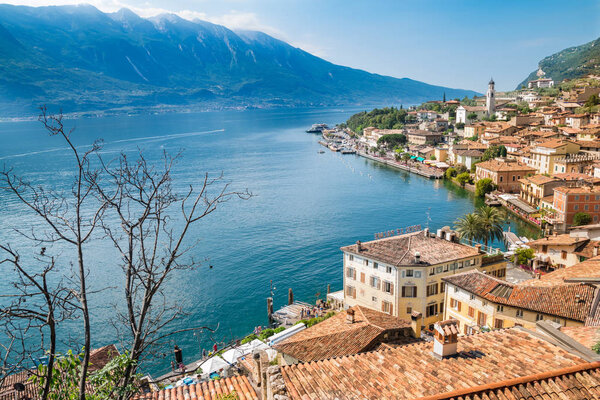 Panorama of Limone sul Garda, a small town on Lake Garda, Italy.