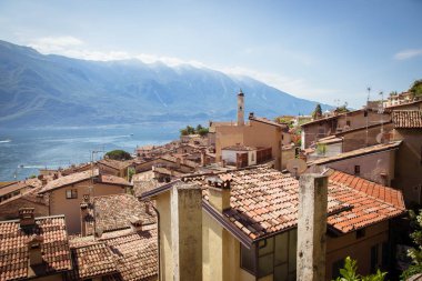 Panorama Limone sul Garda, lake Garda, İtalya.