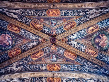 Detail of the marvelous Renaissance frescoes on the ceiling of t clipart