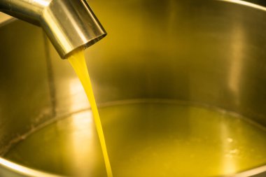 Zeytinyağı modern bir çiftlikte işlenmesi.